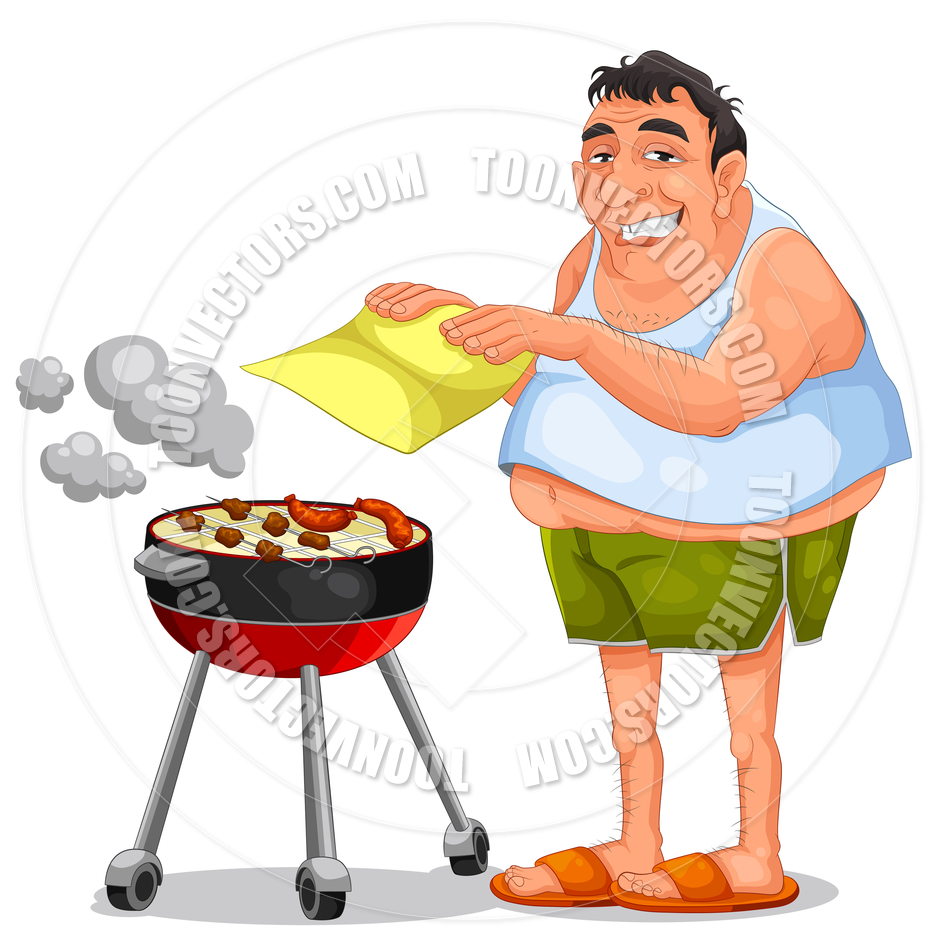 Cartoon Man Barbecue Grilling By Ayelet Keshet   Toon Vectors Eps    