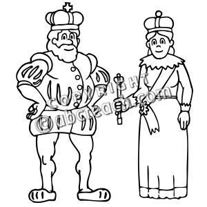 Clip Art  Royal Family  King And Queen B W   Preview 1