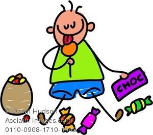 Clipart Illustration Of A Little Boy Enjoying Eating A Bag Of Sweets