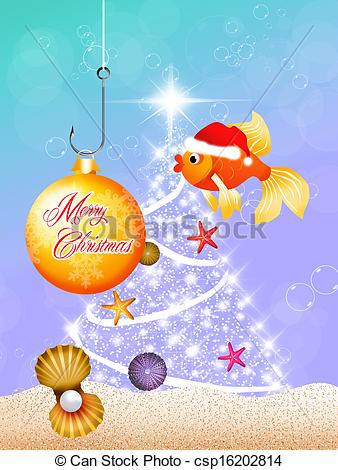 Clipart Of Red Fish At Christmas   Red Fish Celebrate Christmas