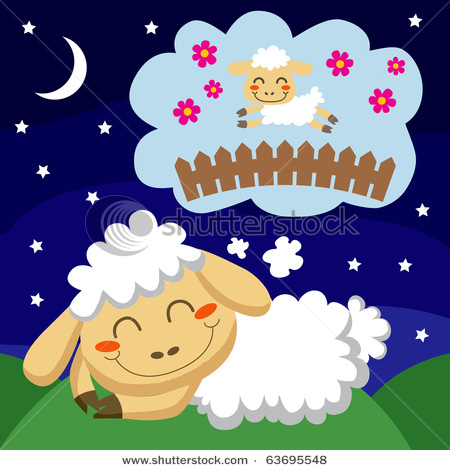 Falling Asleep By Counting Sheep In This Humorous Vector Clip Art