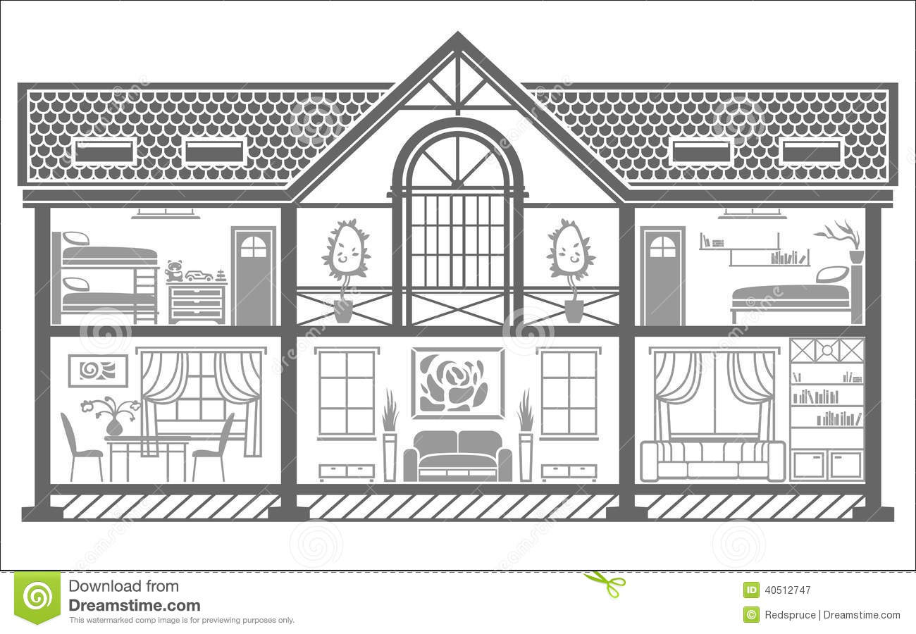 House Interior Silhouette  Vector Illustration Stock Vector   Image