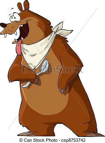 Hungry Bear On A White Background Vector Illustration