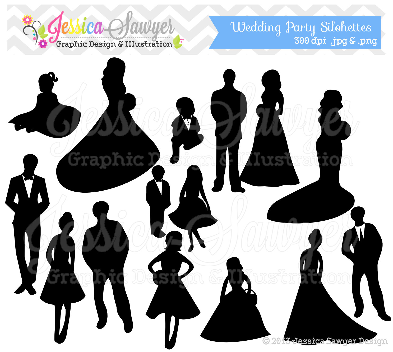 Instant Download Wedding Party Clipart By Jessicasawyerdesign