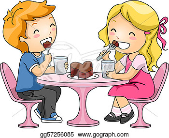 Kids Eating Chocolate Cake  Clip Art Gg57256085   Gograph