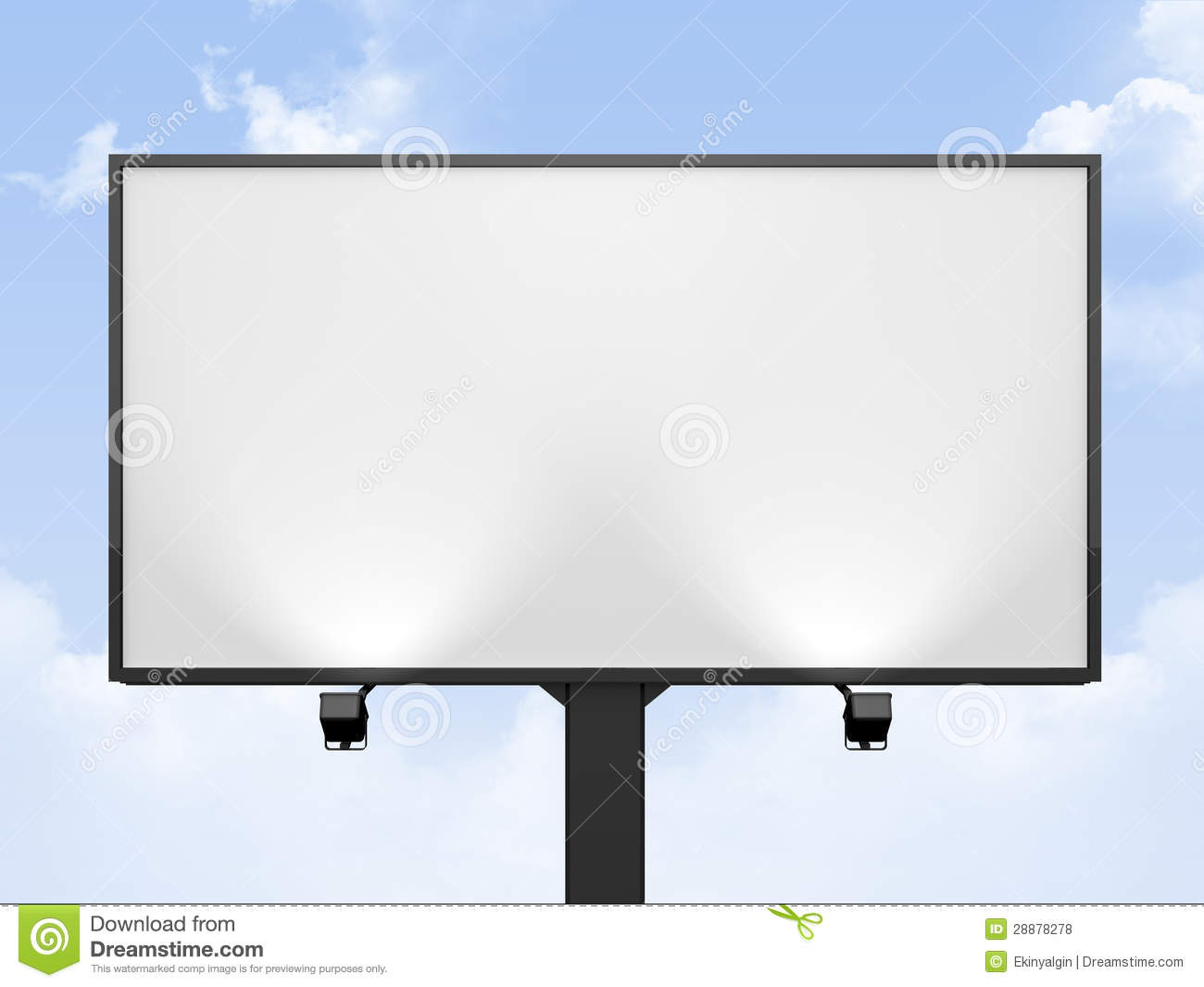 Large Blank Empty White Billboard Screen On Cloudy Sky For Your