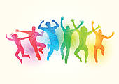 Large Group Of People Jumping   Royalty Free Clip Art