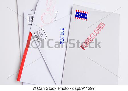 Pile Mail Stamped Foreclosed Past Due Isolated   Csp5911297