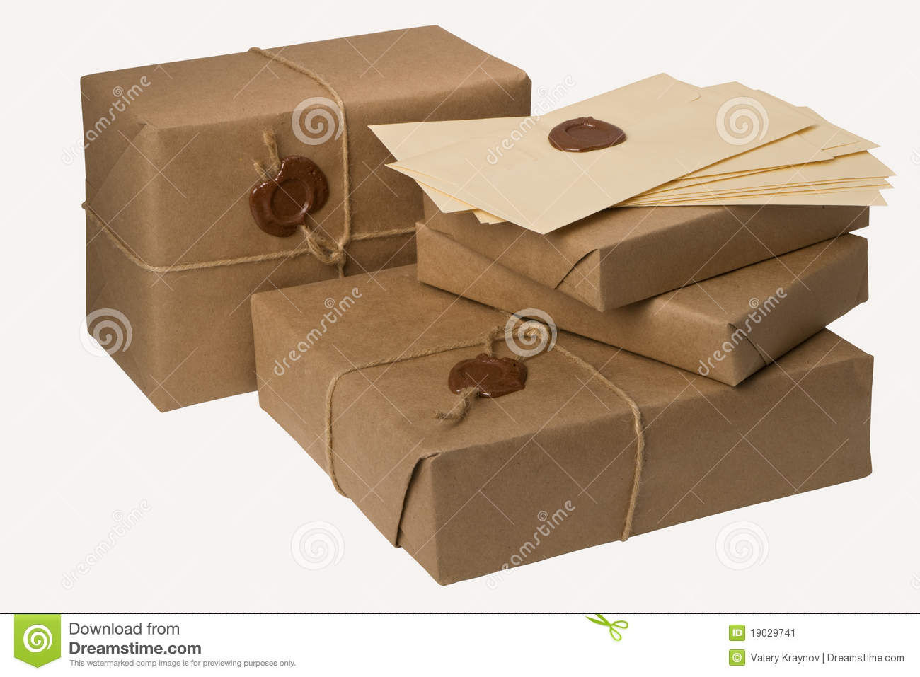 Pile Of Mail Parcels Isolated On White Background