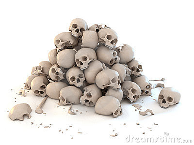 Pile Of Skulls Isolated Over White 3d Illustration