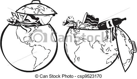 Vector Clipart Of Earth S Dumpster   Black And White   Land    