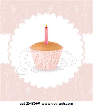 Vector Stock   Vintage Card With Birthday Cake  Stock Clip Art    