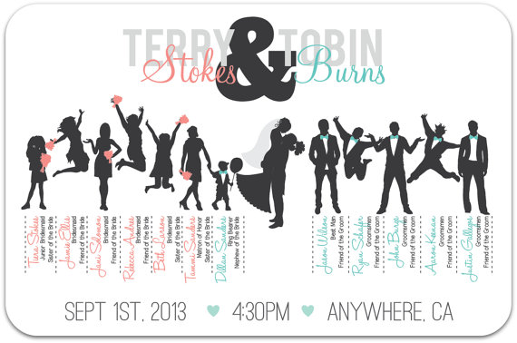 Wedding Party Silhouette Program Bridal Party Silhouettes