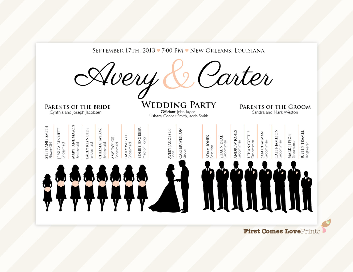 Wedding Party Silhouette Template Printable Wedding Program