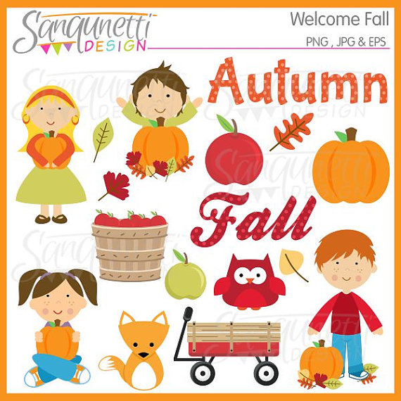 Welcome Fall Autumn Clipart Commercial By Sanqunettidesigns