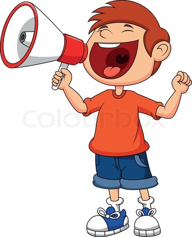 Who Let The Dads Out Cartoon Boy Yelling And Shouting Into A Megaphone