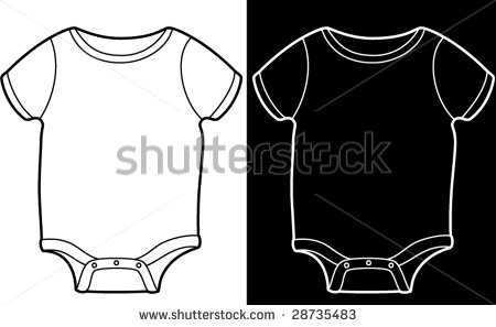 Baby Onesie In Black And White Line Art   Vector Illustrations   Stock
