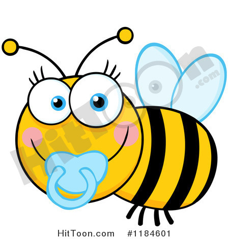 Cartoon Of A Cute Baby Bee With A Pacifier   Royalty Free Vector    