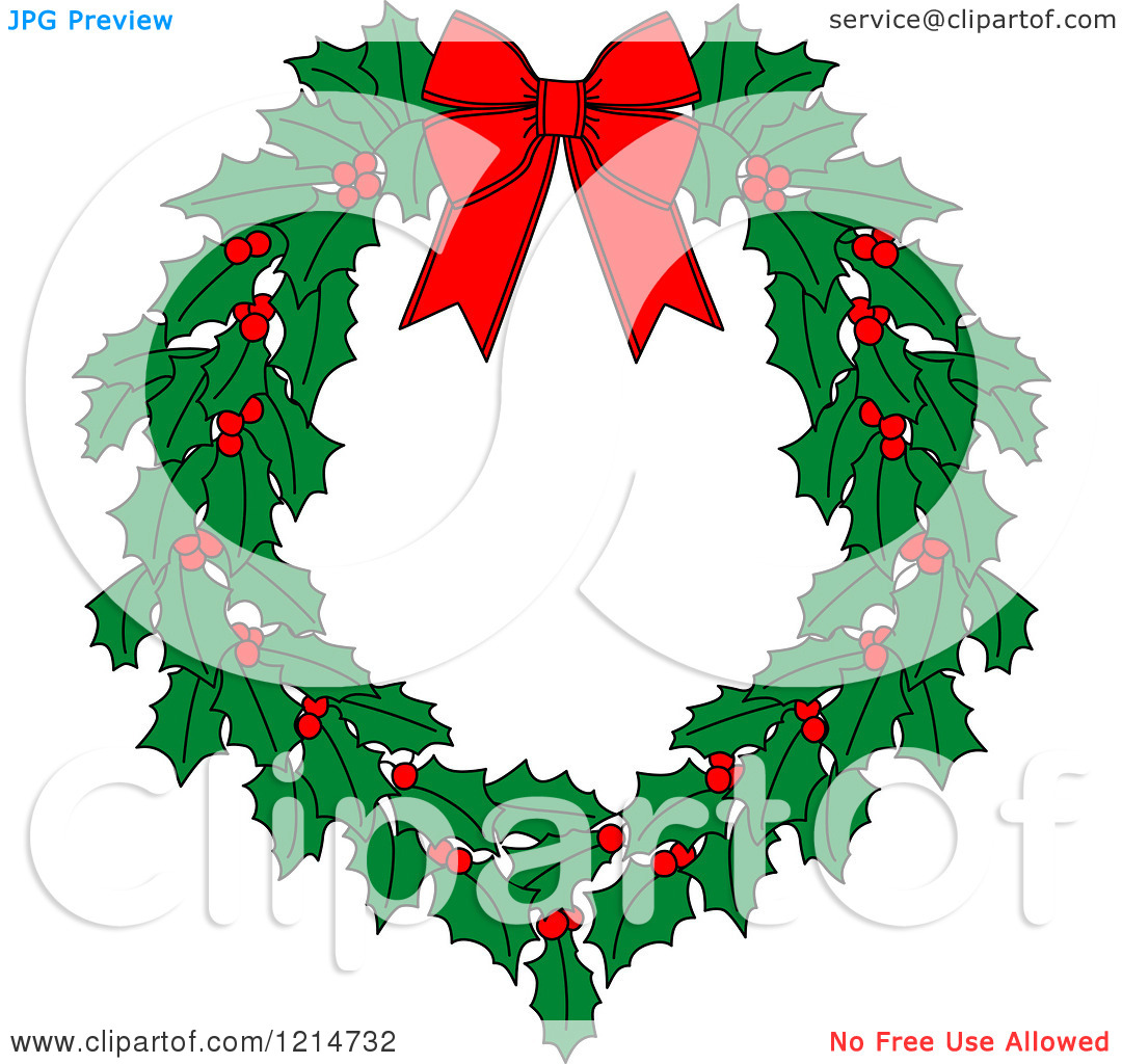 Christmas Wreaths Clip Art Clipart Of A Christmas Holly Wreath Royalty