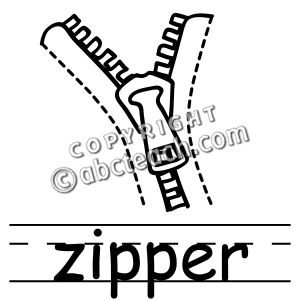 Clip Art  Basic Words  Zipper B W Labeled   Preview 1