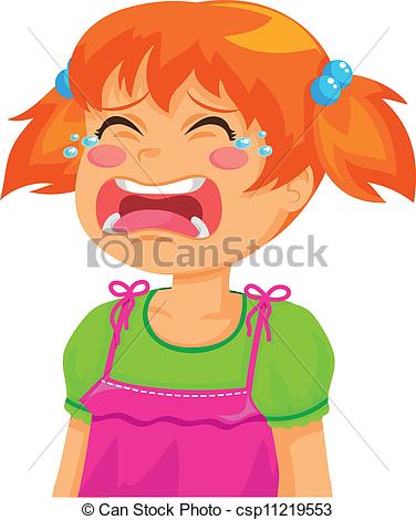 Clipart Vector Of Crying Girl   Little Girl Crying Csp11219553