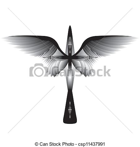Eps Vectors Of Cross With Wings Csp11437991   Search Clip Art