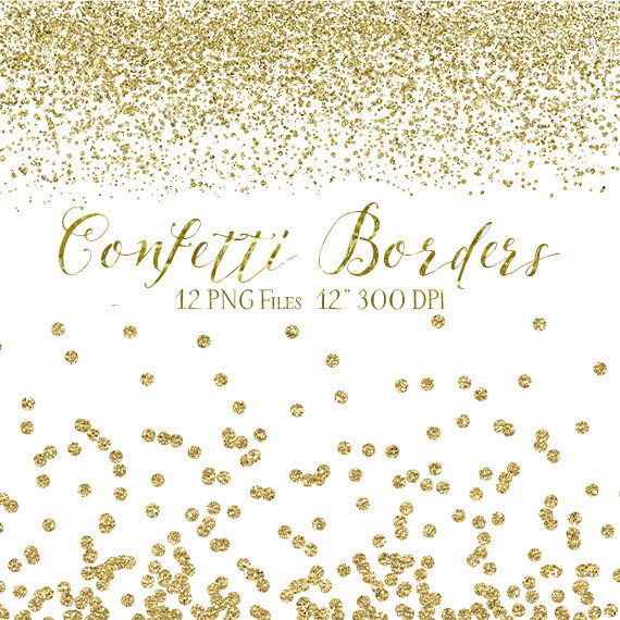Glitter Confetti Clipart   Digital Confetti   12 Gold Glitter