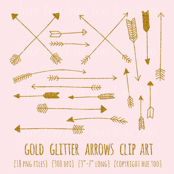 Gold Glitter Arrows Clip Art Tribal Arrow Clipart By Huetoo