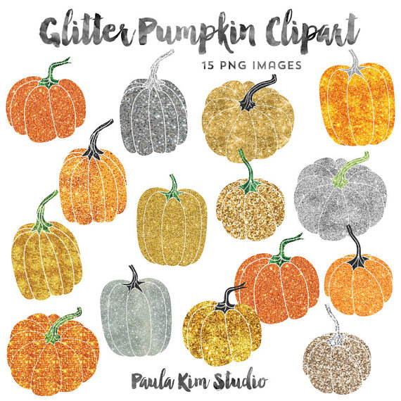 Gold Glitter Clip Art Pumpkin Clipart Thanksgiving Clipart Instant