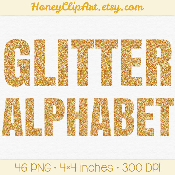 Gold Glitter Letter Clip Art Metallic Alphabet Clipart Gold Glitter