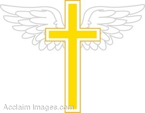 Golden Cross With Wings Clip Art