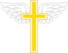 Golden Cross With Wings Clipart