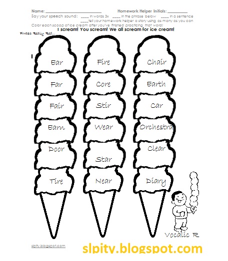 Ice Cream Articulation Homework