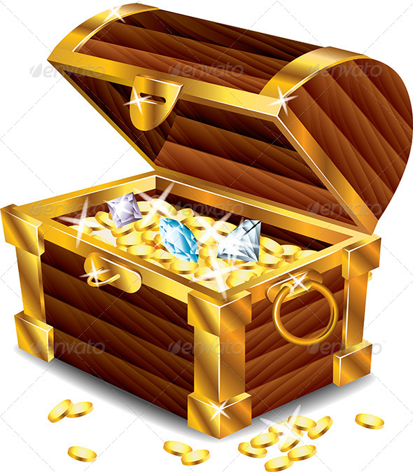 Opened Treasure Chest With Treasures   Miscellaneous Vectors