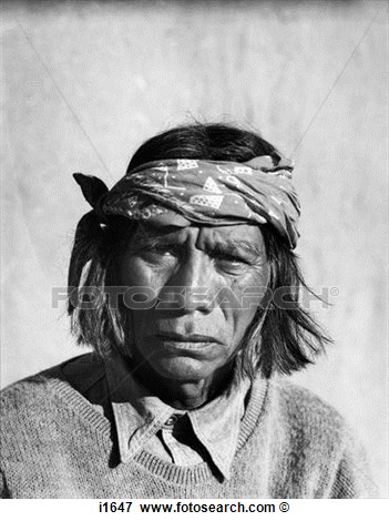 Picture Of 1930s Portrait Serious Native American Cacique Medicine Man