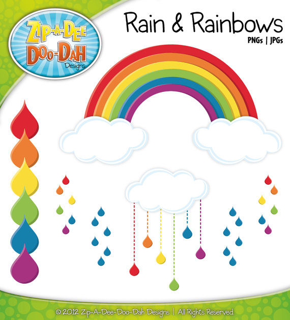 Rain   Rainbows Clipart Includes 14 By Zipadeedoodahdesign