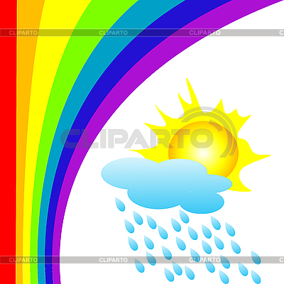 Rainbow And Rain Under Sun   Stock Vector Graphics   Cliparto