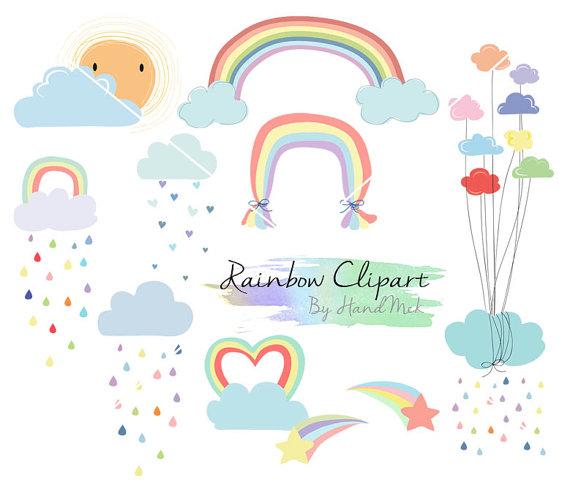 Rainbow Clip Art Rain Cloud Raindrops Clipart Png File 300 Dpi