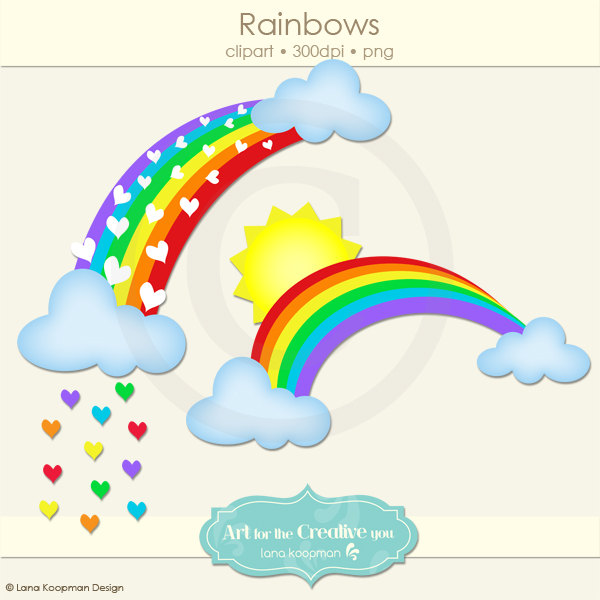 Rainbow Clipart Cloud Clipart Sun Clipart By Lanakoopmandesign