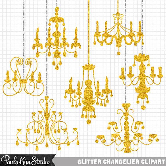 Sale   60  Off   Gold Glitter Clip Art Chandeliers Silhouettes Clipart