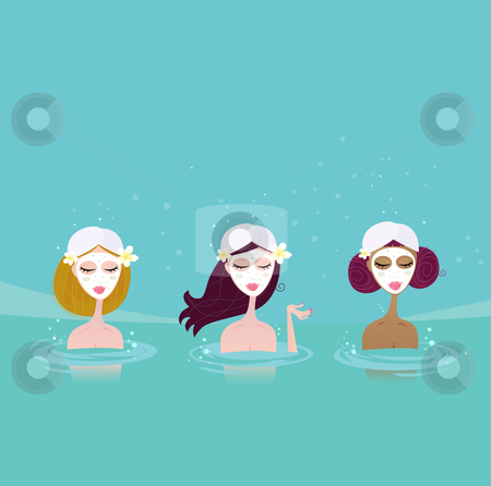 Three Ladies In Water Spa Stock Vector Clipart Beautiful Ladies    