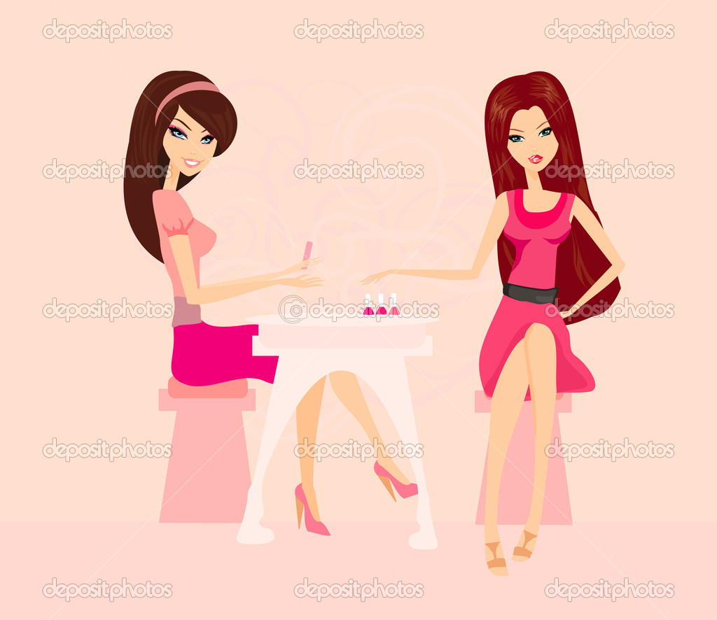 Young Lady Doing Manicure In Beauty Salon   Stock Photo    