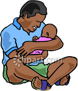 African American Dad Holding A Newborn Baby Clipart Picture