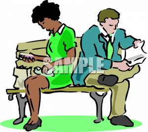     An Interacial Couple Having An Argument   Royalty Free Clipart Picture