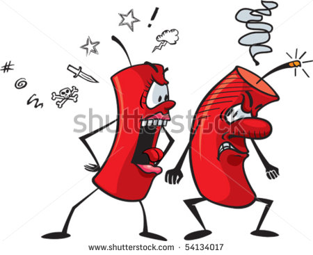 And Wife Cartoon Firecrackers Having An Argument  Layered Vector File