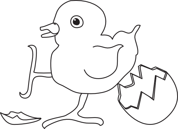 Baby Chick Hatched Outline Clip Art