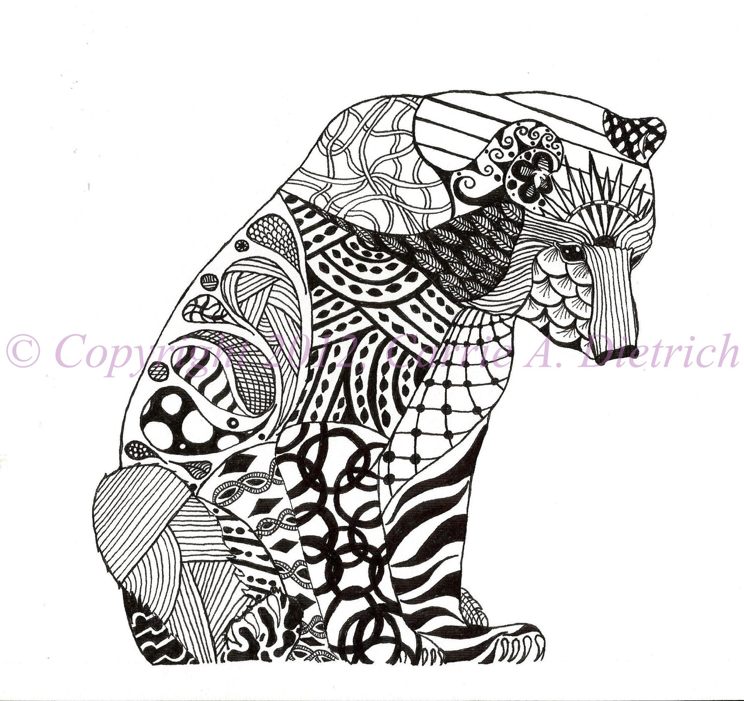 Black And White Art Pen And Ink Animals By Creationsbycarried
