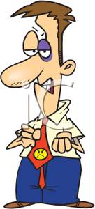 Cartoon Of A Man With A Black Eye   Royalty Free Clipart Picture