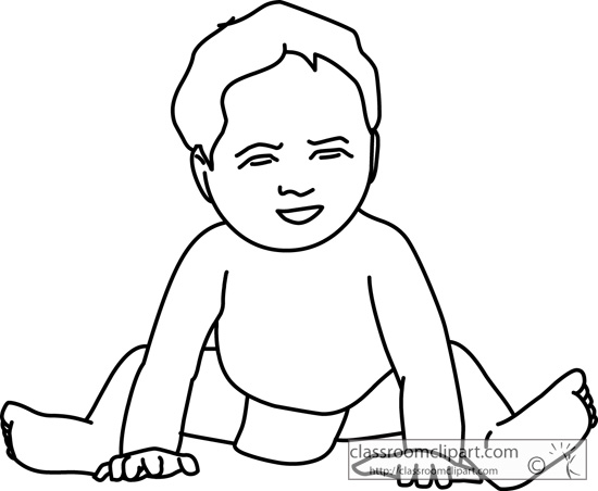 Children   Baby Sitting Up Outline 03   Classroom Clipart