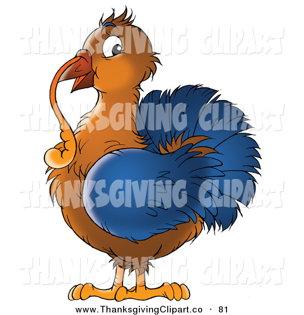 Clip Art Of A Cute And Happy Brown And Blue Turkey Bird With A Long